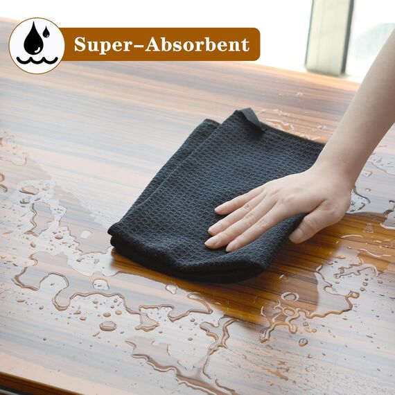 VIVOTE Mikrofaser-Geschirrtuchsuper geschirrtücher Schwarz saugfähig fusselfreistreifenfrei Waffelkonstruktion großes Küchentuch 50 x 70 cm 2Stück Schwarz