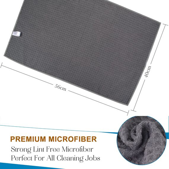VIVOTE Microfaser Geschirrtücher Waschbar Waffelgewebe Handtuch Super saugfähige Geschirrhandtücher Fusselfrei, 40 cm x 56 cm 3 Stück Grau