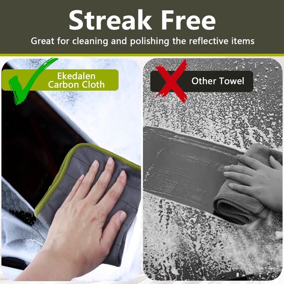 Ekedalen 6X Fensterputztücher Carbon Tücher, Reinigungstücher für Kristallklare & Streifenfreie Scheiben, Mikrofaser Putztücher, Fusselfreies Poliertuch, 30x30 cm Glastücher, Grün