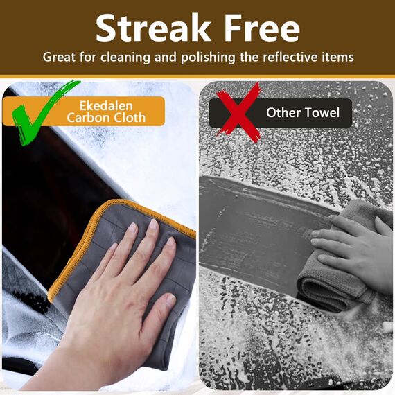 Ekedalen 6X Fensterputztücher Carbon Tücher, Reinigungstücher für Kristallklare & Streifenfreie Scheiben, Mikrofaser Putztücher, Fusselfreies Poliertuch, 30x30 cm Glastücher, Orange