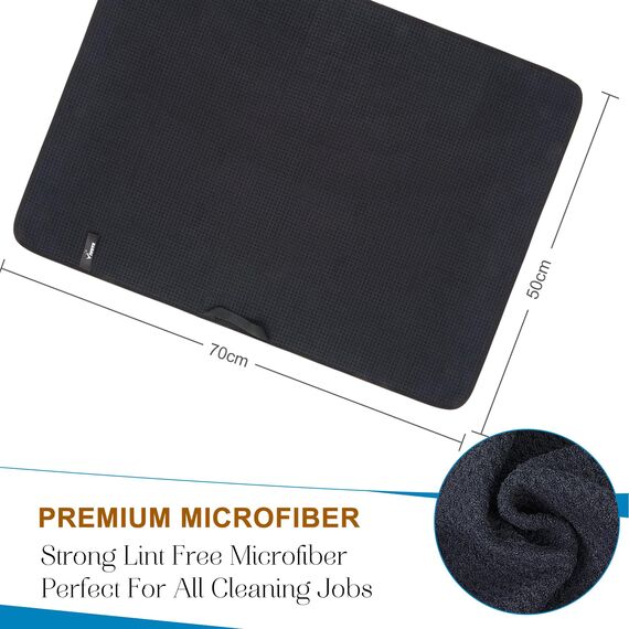 VIVOTE Mikrofaser-Geschirrtuchsuper geschirrtücher Schwarz saugfähig fusselfreistreifenfrei Waffelkonstruktion großes Küchentuch 50 x 70 cm 2Stück Schwarz