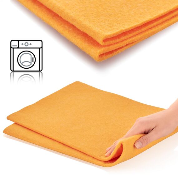 com-four® 4X Profi-Wischtuch - extrem saugstarkes Reinigungstuch - Auto Putztücher - Wiederverwendbare Lappen - waschbar, fusselfrei, antibakteriell - saugfähiges Putztuch (50x68-4 Stück - orange)