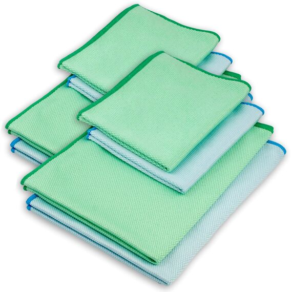 ELEXACLEAN Fenstertuch streifenfrei, Mikrofaser Scheibentuch (8 Stück, 60x40 cm & 40x30 cm) Oeko-TEX® Standard 100 - Glas Putztücher