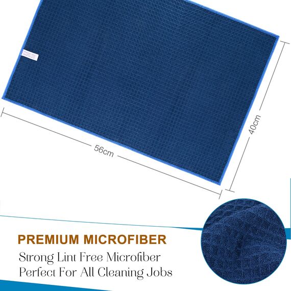 VIVOTE 3er-Pack Microfaser Geschirrtücher, Waffelgewebe Küchenhandtücher, Super saugfähige Trocknungstücher 40 cm x 56 cm Dunkel Blau