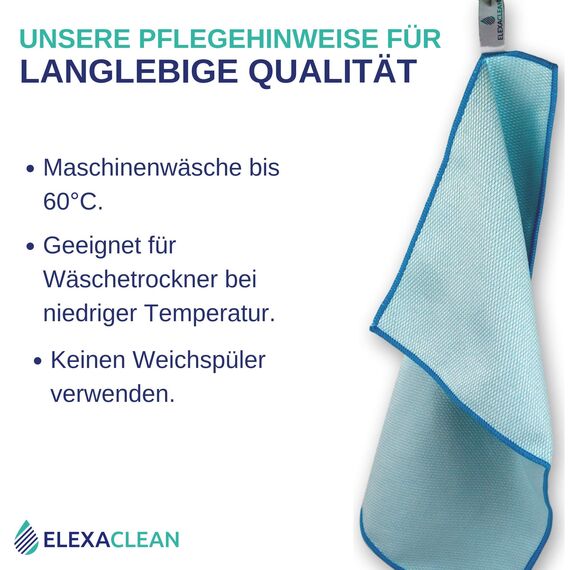ELEXACLEAN Fenstertuch streifenfrei, Mikrofaser Scheibentuch (8 Stück, 60x40 cm & 40x30 cm) Oeko-TEX® Standard 100 - Glas Putztücher