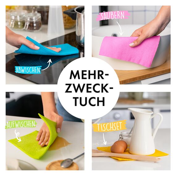 SUPERSCANDI Putzlappen im 10er Pack - 100% Biologisch Abbaubar & Kompostierbar | Wiederverwendbare & Lebensmittelsichere Spültücher Ohne Plastik | Für Jede Oberfläche Geeignete Spüllappen | Blau