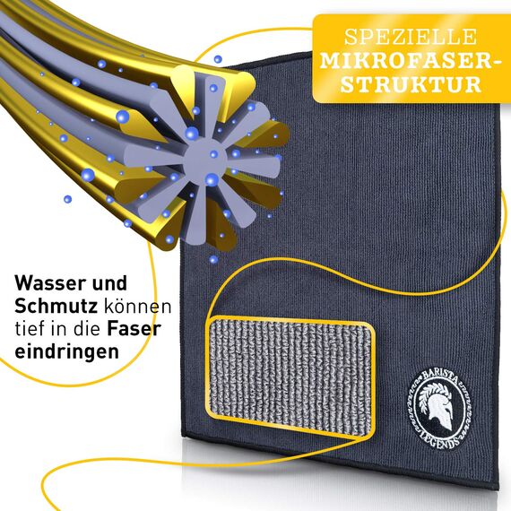 Barista Legends® Barista Tuch Set 4 Stück - 30x30cm Barista Lappen zum reinigen Ihres Kaffee Equipments (Barista Lappen)