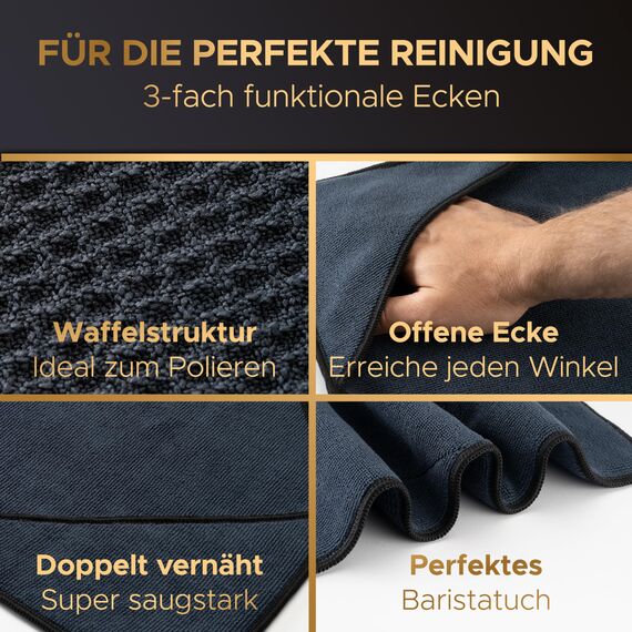 Barista Legends® Barista Tuch Set 4 Stück - 30x30cm Barista Lappen zum reinigen Ihres Kaffee Equipments (Spar Set)