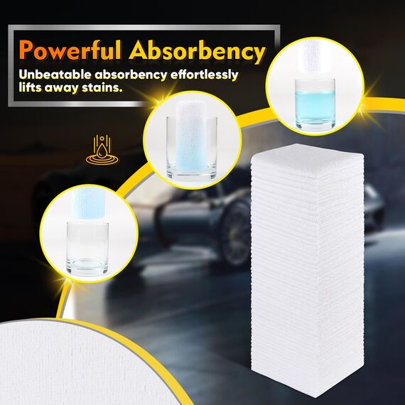 HOMEXCEL Weiß Microfasertücher 100 Stück, Mikrofasertücher Mikrofaser Reinigungstücher Putzlappen Küch Geschirrtücher für Küche,Glas, Auto, Motorrad, Fenster, 30 x 30 cm