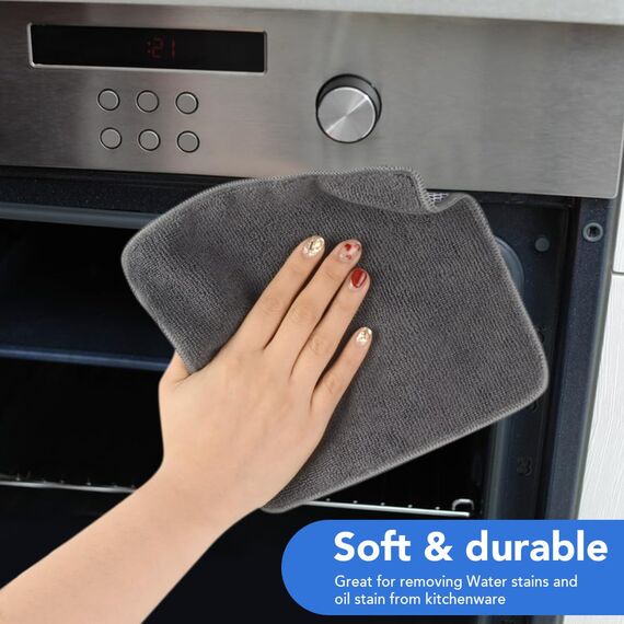 VIVOTE Microfaser Spültücher Spüllappen waschbar Geschirrtücher Mit Poly-Mesh-Scheuerseite Abwaschtücher Küch Teigreinigungstuch Netztuch,8Pack,20cmx20cm (Grau)