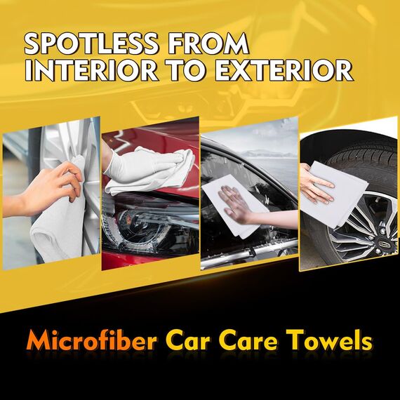 HOMEXCEL Weiß Microfasertücher 100 Stück, Mikrofasertücher Mikrofaser Reinigungstücher Putzlappen Küch Geschirrtücher für Küche,Glas, Auto, Motorrad, Fenster, 30 x 30 cm