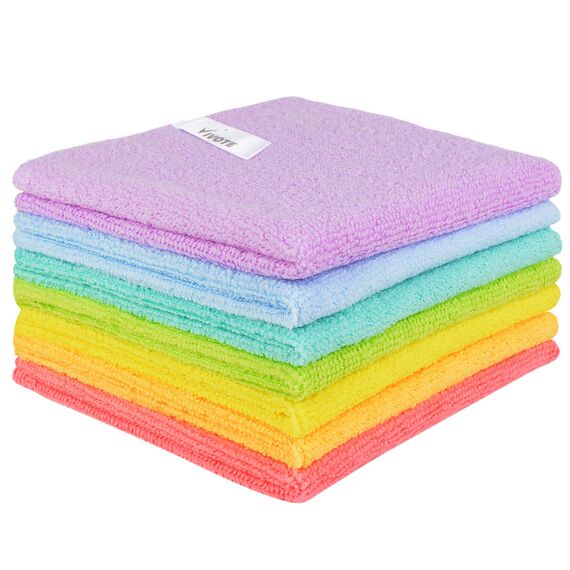 VIVOTE Mikrofaser-Reinigungstücher, Küchen-Geschirrtücher, Mehrzweck-Geschirrtücher, 30 cm x 30 cm, Regenbogenfarben, 7 Stück