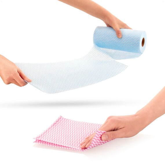 com-four® 150x Putztücher auf Rolle - Reinigungstücher für Küche, Bad und Haushalt - Mehrzweck-Lappen in 3 Farben - Putzlappen (0150 Blatt - 20x40cm - 3 Farben)