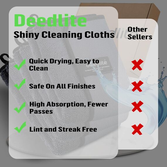 Deedlite Shiny Bath Wipes XXL Trockentuch Dusche, Fast Dry Auto Trockentuch, Mikrofasertücher, Premium Tuch für Auto, Duschkabine, Haushalt, Camping (50x80cm, 1 Stück)