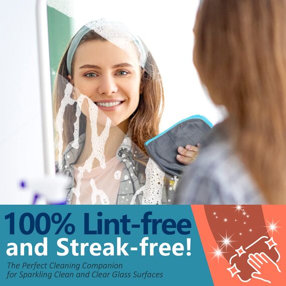 Airlab Fensterputztücher Carbon Tücher 400 GSM, Fenstertuch Streifenfrei Putztücher, Mikrofasertücher Auto Glas Fenster, Reinigungstuch Carbon Lappen für Kristallklare & Streifenfreie Scheiben, Blau