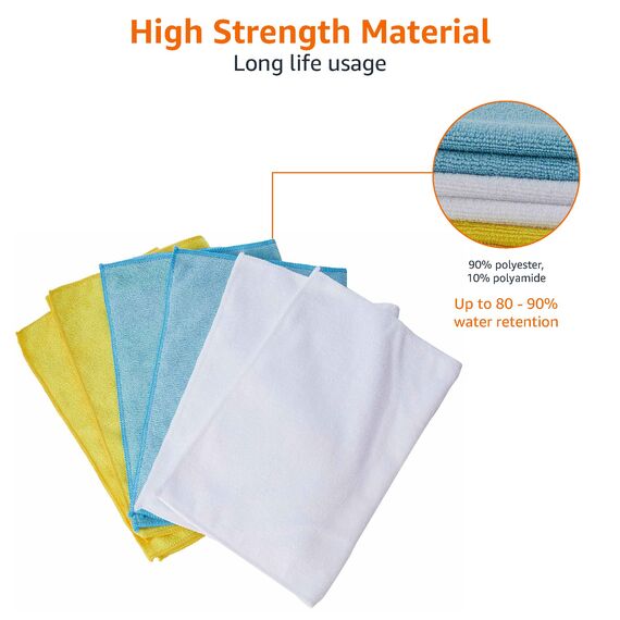 Amazon Basics Mikrofaser Reinigungstuch, 30.5 x 40.6 cm, 144 Stück, Mehrfarbig
