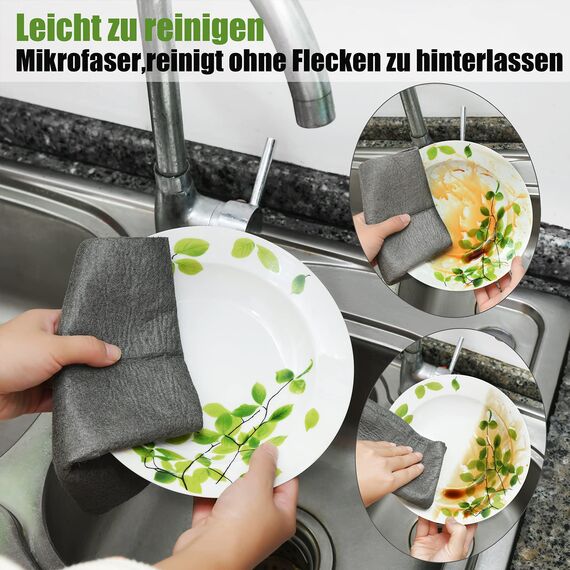 WEREY Verdicktes Magisches Reinigungstuch,Wiederverwendbaren Mikrofasertücher.Fusselfrei Putzlappen - Streifenfreies Wundertuch Für Geschirrtücher,Staub Lappen,Autos.(5 Stück,30x40cm)