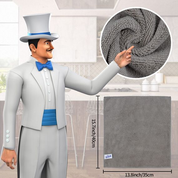 MR.SIGA Mikrofaser Reinigungstücher Lappen Putztücher Fenster Tücher Mikrofasertücher Geschirrtücher, 6er Set, 35x40cm (13.8" x 15.7")