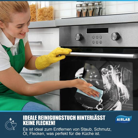 Airlab 8X Mikrofasertücher Putztücher, Nano Streifenfrei Fenstertuch Geschirrtücher, Fishscale Reinigungstücher für Auto, Fenster, Brille, Küche, Glas, Spiegel, Wasserhahn und Bad, 40x30 cm