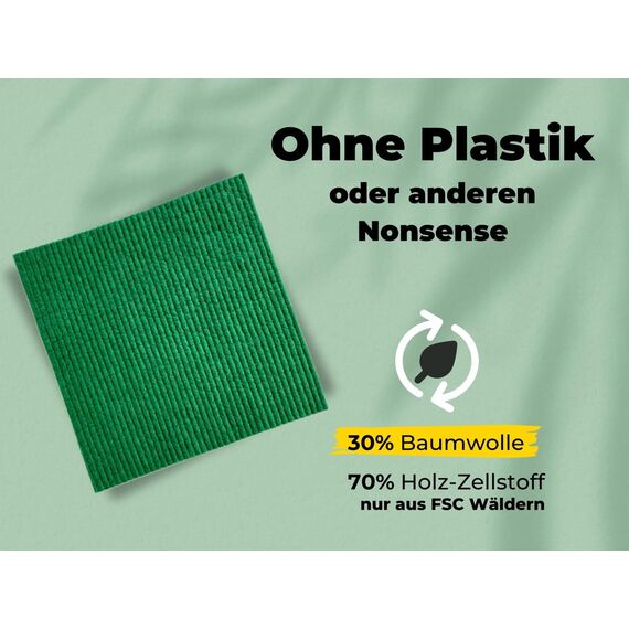 Grünschloss Spüllappen Grün (8X) schwedische Spültücher waschbar Forest Green - Schwammtücher grün aus Holz-Zellstoff & Baumwolle Putzlappen - Küchenlappen, Geschirrlappen (Limited-Edition)