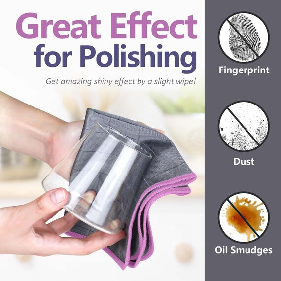Airlab Fensterputztücher Carbon Tücher 400 GSM, Fenstertuch Streifenfrei Putztücher, Mikrofasertücher Glas Fenster Auto, Reinigungstuch Carbon Lappen für Kristallklare & Streifenfreie Scheiben, Lila