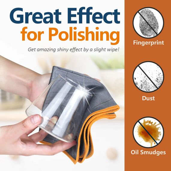 Airlab 3X Carbon Tücher Fensterputztücher, Mikrofasertücher Auto Fenstertuch Streifenfrei, Mikrofaser Putztücher Glastuch Carbon Lappen für Kristallklare & Streifenfreie Scheiben, Orange, 400 GSM