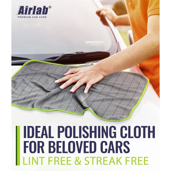 Airlab 4X Mikrofasertuch Carbon Tücher Auto, 50x40 cm Fenstertuch Poliertuch für Kristallklare & Streifenfreie Scheiben, Carbon Mikrofaser Putztücher Glastücher Reinigungstücher, Grün, 400GSM