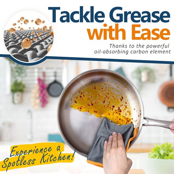 Airlab 3X Carbon Tücher Fensterputztücher, Mikrofasertücher Auto Fenstertuch Streifenfrei, Mikrofaser Putztücher Glastuch Carbon Lappen für Kristallklare & Streifenfreie Scheiben, Orange, 400 GSM