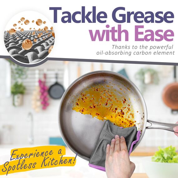 Airlab Fensterputztücher Carbon Tücher 400 GSM, Fenstertuch Streifenfrei Putztücher, Mikrofasertücher Glas Fenster Auto, Reinigungstuch Carbon Lappen für Kristallklare & Streifenfreie Scheiben, Lila