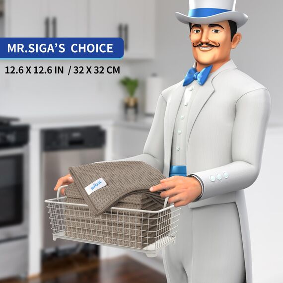 MR.SIGA Waffeltücher Mikrofasertuch, wiederverwendbar Putztücher saugfähige Reinigungstücher Mikrofaser Lappen Putztücher Fenster Tücher Mikrofasertücher Geschirrtücher, 6 Stücke, Braun