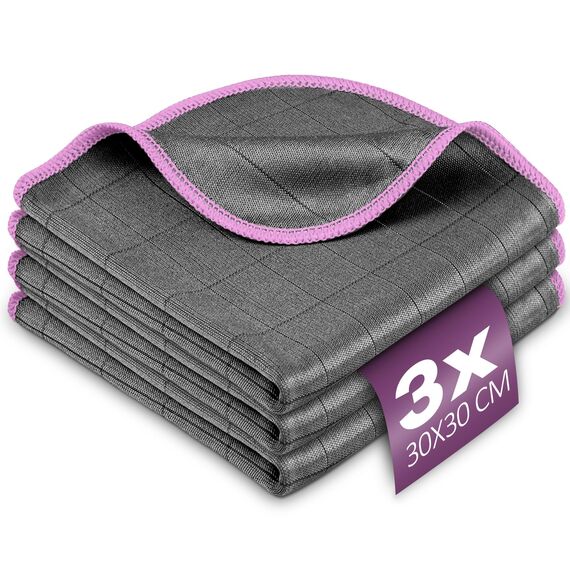 Airlab Fensterputztücher Carbon Tücher 400 GSM, Fenstertuch Streifenfrei Putztücher, Mikrofasertücher Glas Fenster Auto, Reinigungstuch Carbon Lappen für Kristallklare & Streifenfreie Scheiben, Lila