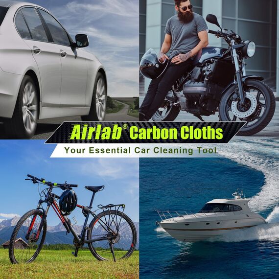 Airlab 4X Mikrofasertuch Carbon Tücher Auto, 50x40 cm Fenstertuch Poliertuch für Kristallklare & Streifenfreie Scheiben, Carbon Mikrofaser Putztücher Glastücher Reinigungstücher, Grün, 400GSM