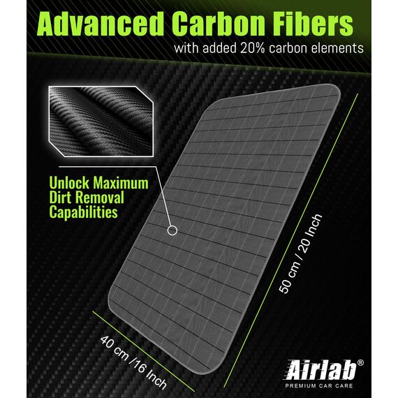 Airlab 4X Mikrofasertuch Carbon Tücher Auto, 50x40 cm Fenstertuch Poliertuch für Kristallklare & Streifenfreie Scheiben, Carbon Mikrofaser Putztücher Glastücher Reinigungstücher, Grau, 400GSM
