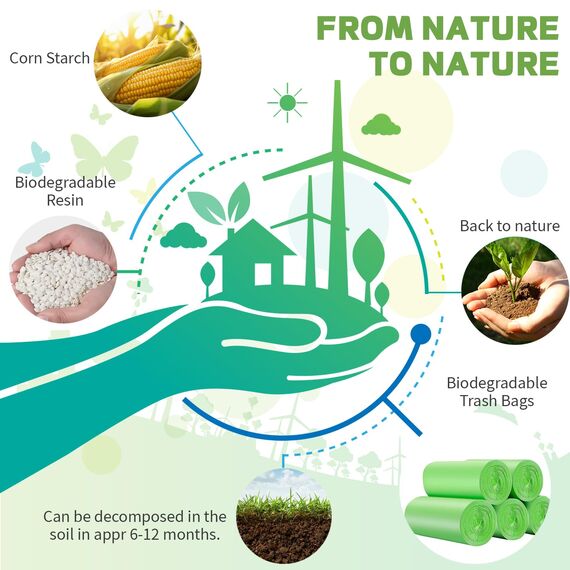 BODFPPC 150 Stück Biomüllbeutel 10L, Bio Müllbeutel Reißfeste Biomülltüten Kompostierbare Müllsäcke Mülltüten für Küche, Garten & Haushalt