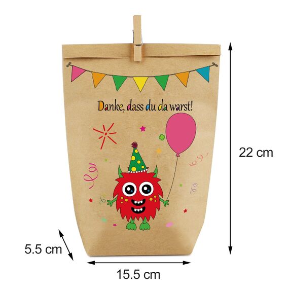 Monster Geschenktüten Monster Papiertüten, 24 süßen Monster Tüten mit 6 Verschiedenen süßen Monstermotiven für Mitgebsel, Kinder Geschenke, Gast, Giveaways, Kindergeburtstag, Halloween Party