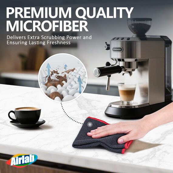 Airlab Waffeltuch Spültuch Spüllappen Waschbar, Mikrofasertücher Putzlappen Microfaser Putztücher Fenstertuch Fusselfrei für Küche, Fenster, Glas, Bad, Auto, 6 Stücke, Rot