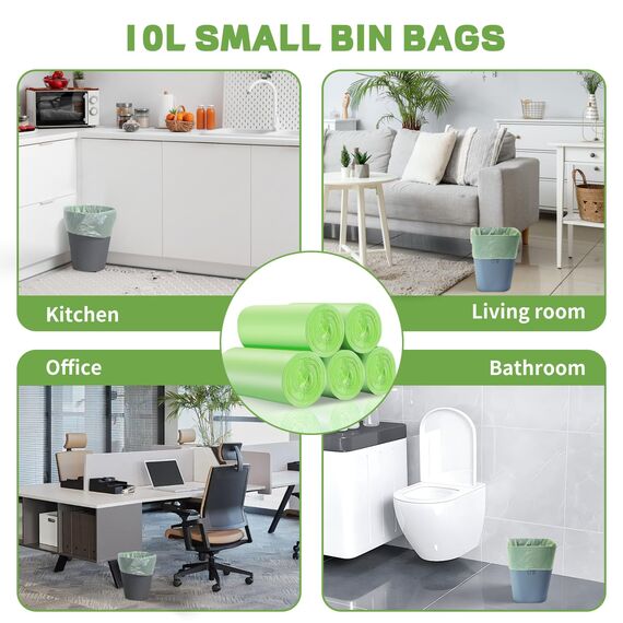 BODFPPC 150 Stück Biomüllbeutel 10L, Bio Müllbeutel Reißfeste Biomülltüten Kompostierbare Müllsäcke Mülltüten für Küche, Garten & Haushalt