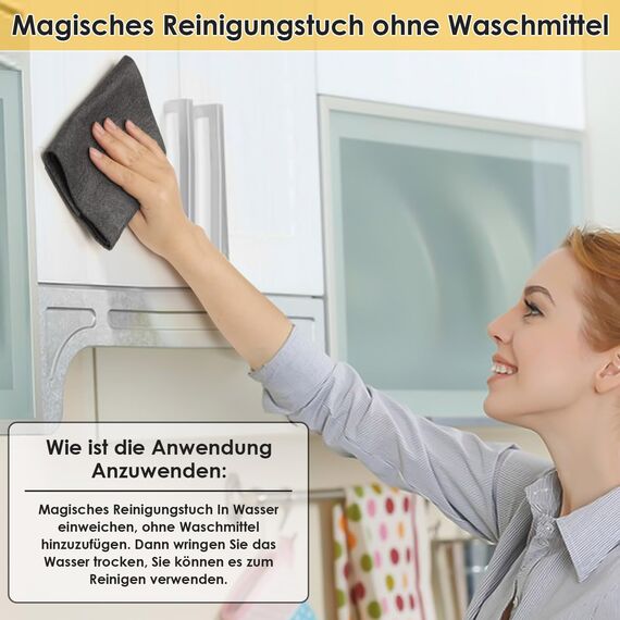 VEVOQIM 10 Stück Verdicktes Magisches Reinigungstuch Wiederverwendbaren Mikrofasertücher,Putzlappen Putztücher Streifenfreie,Pro Clean magisches reinigungstuch für Küchen Badezimmer,Fenster,Glas,Autos