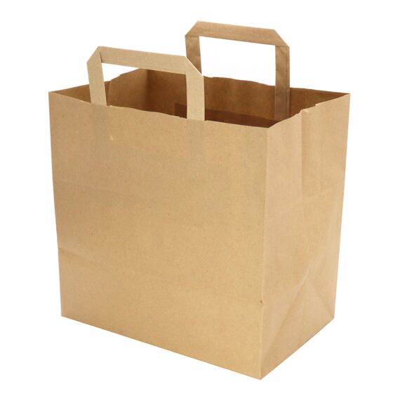 Bio-Kompostbeutel aus Kraftpapier, Papiertragetaschen 10 Liter, 26 x 26 x 17 cm, braun, kompostierbar, 25 Stück