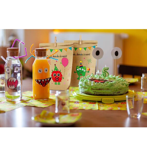 Monster Geschenktüten Monster Papiertüten, 24 süßen Monster Tüten mit 6 Verschiedenen süßen Monstermotiven für Mitgebsel, Kinder Geschenke, Gast, Giveaways, Kindergeburtstag, Halloween Party
