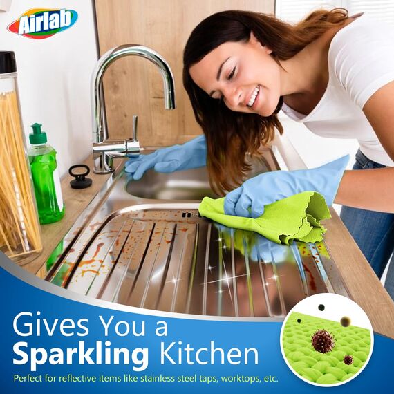 Airlab 8X Ultrafeine Reinigungstücher Mikrofaser Putztücher, Nano Fenstertuch Streifenfrei, Glastuch Microfasertücher Poliertücher Glas Lappen für Auto, Fenster, Brille, Küche, Spiegel, Bad, 40x30 cm