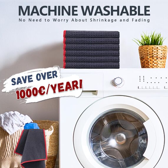 Airlab Waffeltuch Spültuch Spüllappen Waschbar, Mikrofasertücher Putzlappen Microfaser Putztücher Fenstertuch Fusselfrei für Küche, Fenster, Glas, Bad, Auto, 6 Stücke, Rot