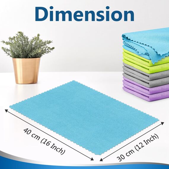 Airlab 8X Ultrafeine Reinigungstücher Mikrofaser Putztücher, Nano Fenstertuch Streifenfrei, Glastuch Microfasertücher Poliertücher Glas Lappen für Auto, Fenster, Brille, Küche, Spiegel, Bad, 40x30 cm