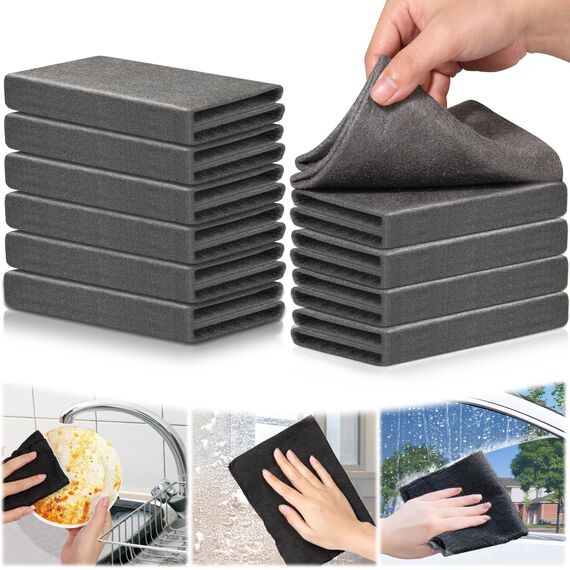 VEVOQIM 10 Stück Verdicktes Magisches Reinigungstuch - Wiederverwendbare Mikrofaser für Autos, Küche, Glas (30 x 40 cm)