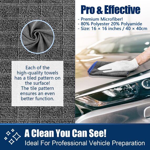Airlab Poliertücher Auto Tücher 40x40 cm, Mikrofasertücher Autopflege Trockentuch, Mikrofaser Putztücher Reinigungstücher Putzlappen für Auto, Fenster, Glas und Bad, 8er Set, Blau