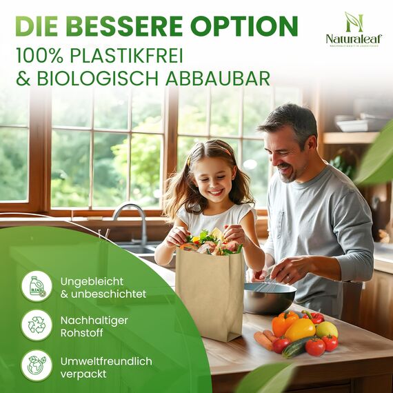NATURALEAF® Biomüllbeutel 10L | 40 Stück | Bio Müllbeutel mit optimaler Stärke & Haltbarkeit | Kompostierbare Müllbeutel - die nachhaltige Entsorgungslösung für Gastronomie & Haushalt