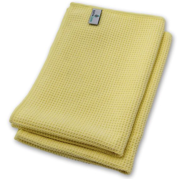 ELEXACLEAN Mikrofaser Trockentuch, Premium Waffeltuch (2 Stück, 60x40 cm, Gelb) superweiche Qualität für Auto, Glas, Küche, Geschirr, Bad