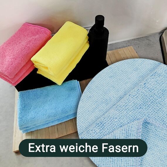 ZOLLNER 9er Set Mikrofasertücher für streifenfreien Glanz - flusenfreie und saugstarke Reinigungstücher - waschbar bis 60°C - mehrfarbig in 32x32cm - Hotelqualität