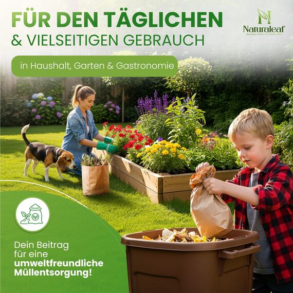 NATURALEAF® Biomüllbeutel 10L | 80 Stück | Bio Müllbeutel mit optimaler Stärke & Haltbarkeit | Kompostierbare Müllbeutel - die nachhaltige Entsorgungslösung für Gastronomie & Haushalt