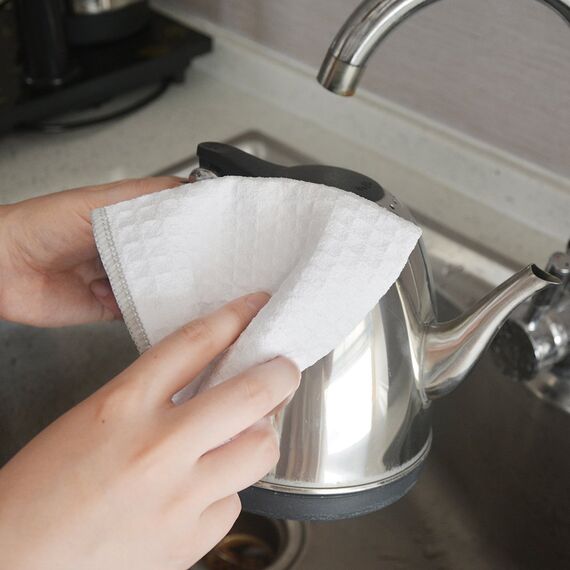 KinHwa Mikrofasertücher Waffeltuch 30cm x 30cm Haushalts Putzlappen Küche Putztücher super saugfähig und dick Geschirrtücher microfaser Spüllappen Mehrzweck 6Stück Weiß